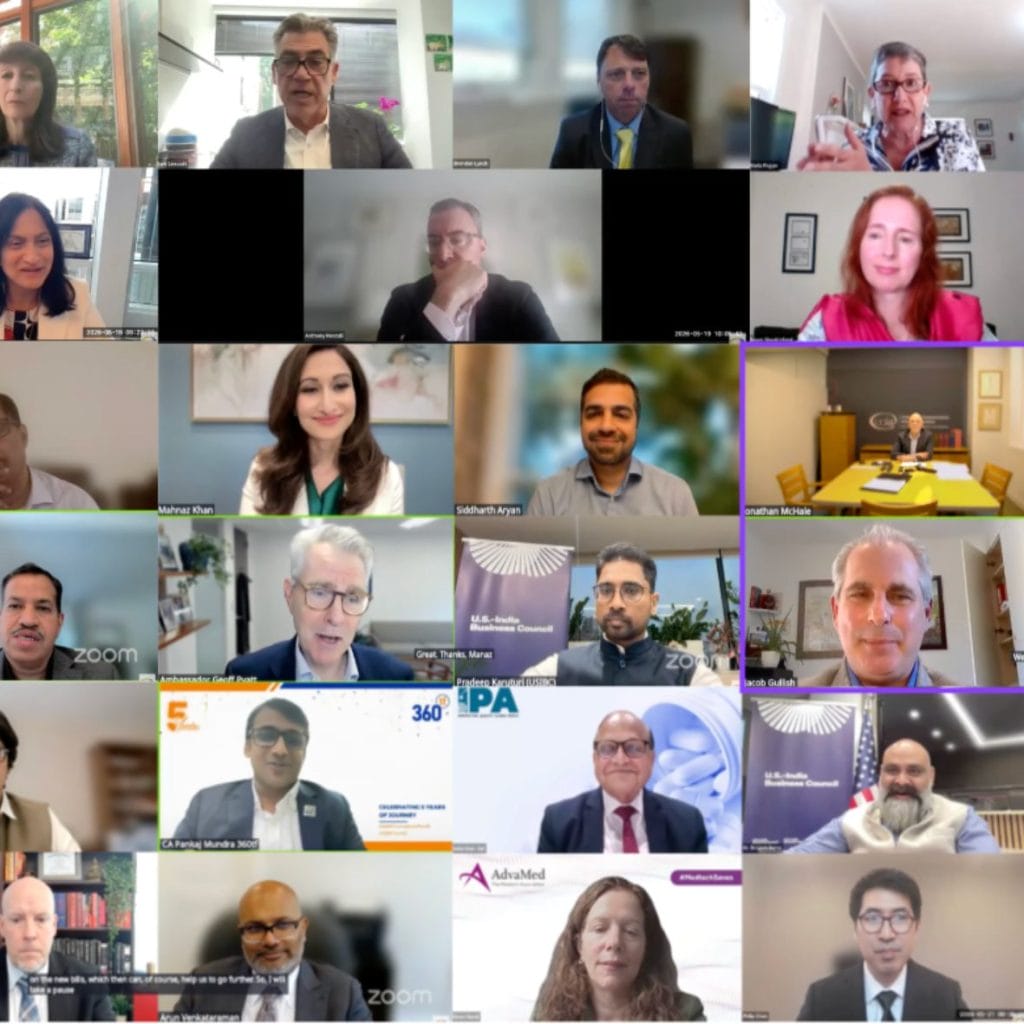 Grid of participants on a WITA International virtual seminar video call